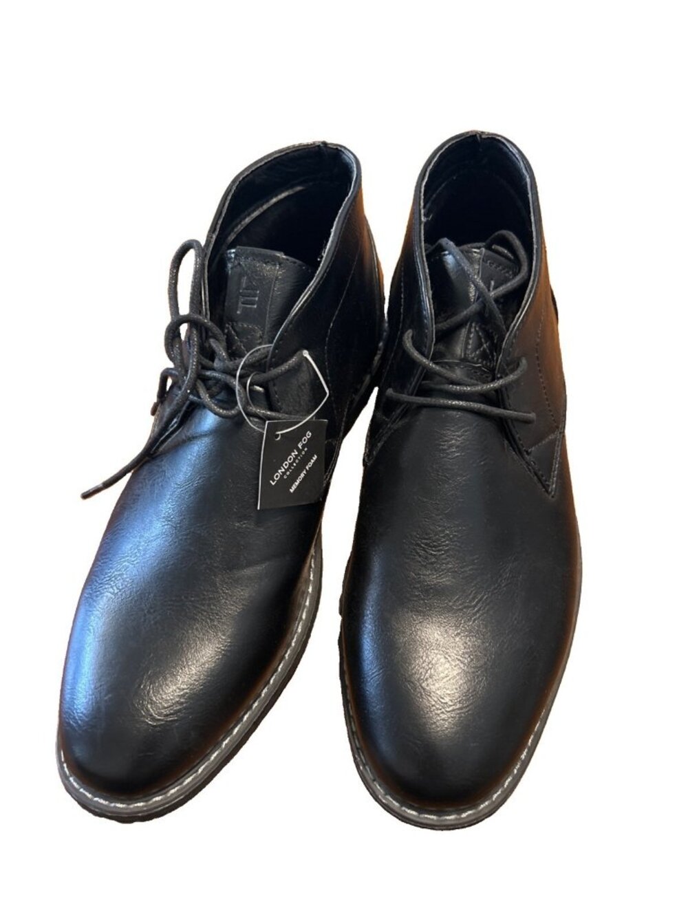 London Fog Blackburn Men’s Black Faux Leather Chukka Boots 10M